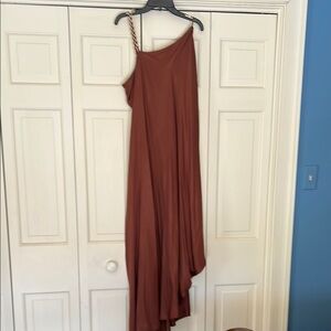 Elegant Brown One-Shoulder Dress